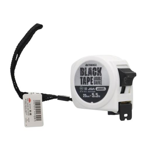 Takagi Black Tape, Convex, White, 25mm x 5.5m, JIS Class 1, Double-Sided Scale, Black Tape, White Scale, Easy-to-Read, Double-Lock, White Body, Compac