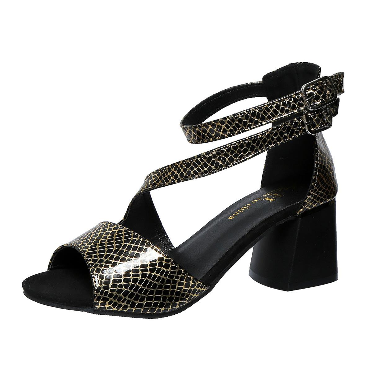 

Модные босоножки с открытым носком и толстым каблуком для женщин 2024 лето новые женские модные сандалии женские римские туфли каблуки женская платформа 42 золотой