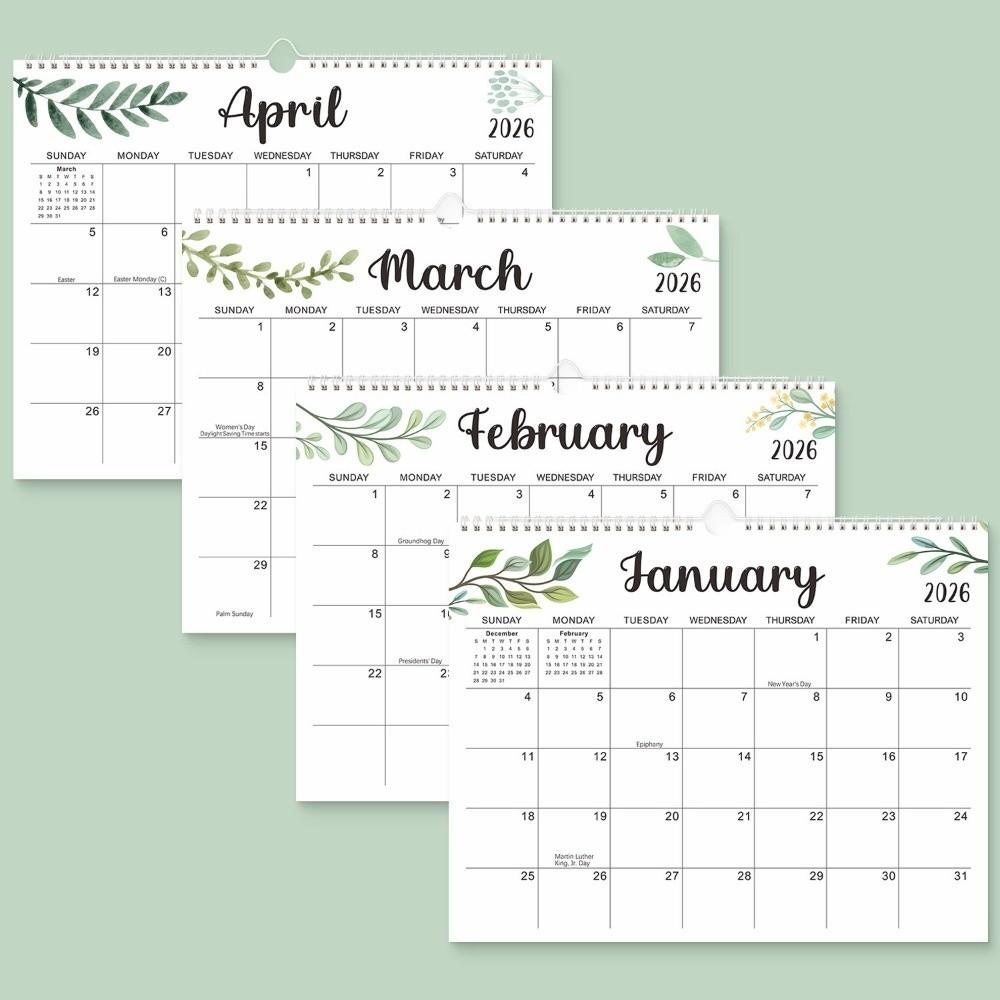18 Months Leaf Pattern Calendar Square Weekly Schedule Calendar Durable Wall Calendar  Office
