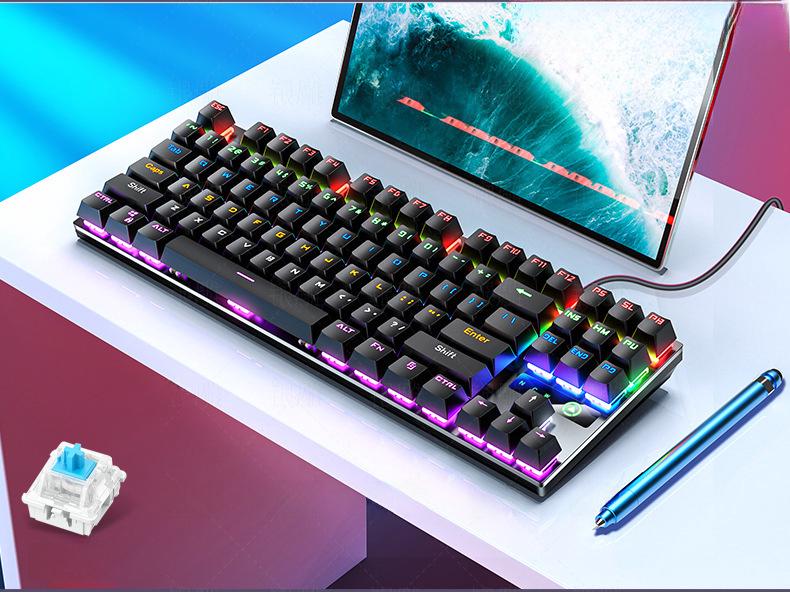 Silver Carving ZK3 Mechanische Tastatur: 87/104 Tasten, Leuchtende Blaue/Schwarze Achse, Farbpassendes Gaming-Zubehör