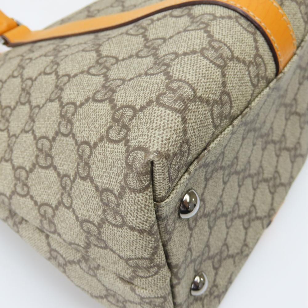 Used GUCCI Tote Bag 114595 GG Supreme Canvas/leather beige Orange
