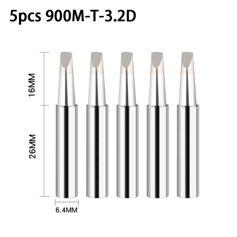 Soldering Iron Tips 5packs 900M-T Series K/SK/B/I/IS/1C/2C/3C/4C/2.4D/3.2D Lead-Free Welding Head BGA Soldering Tool Accessories