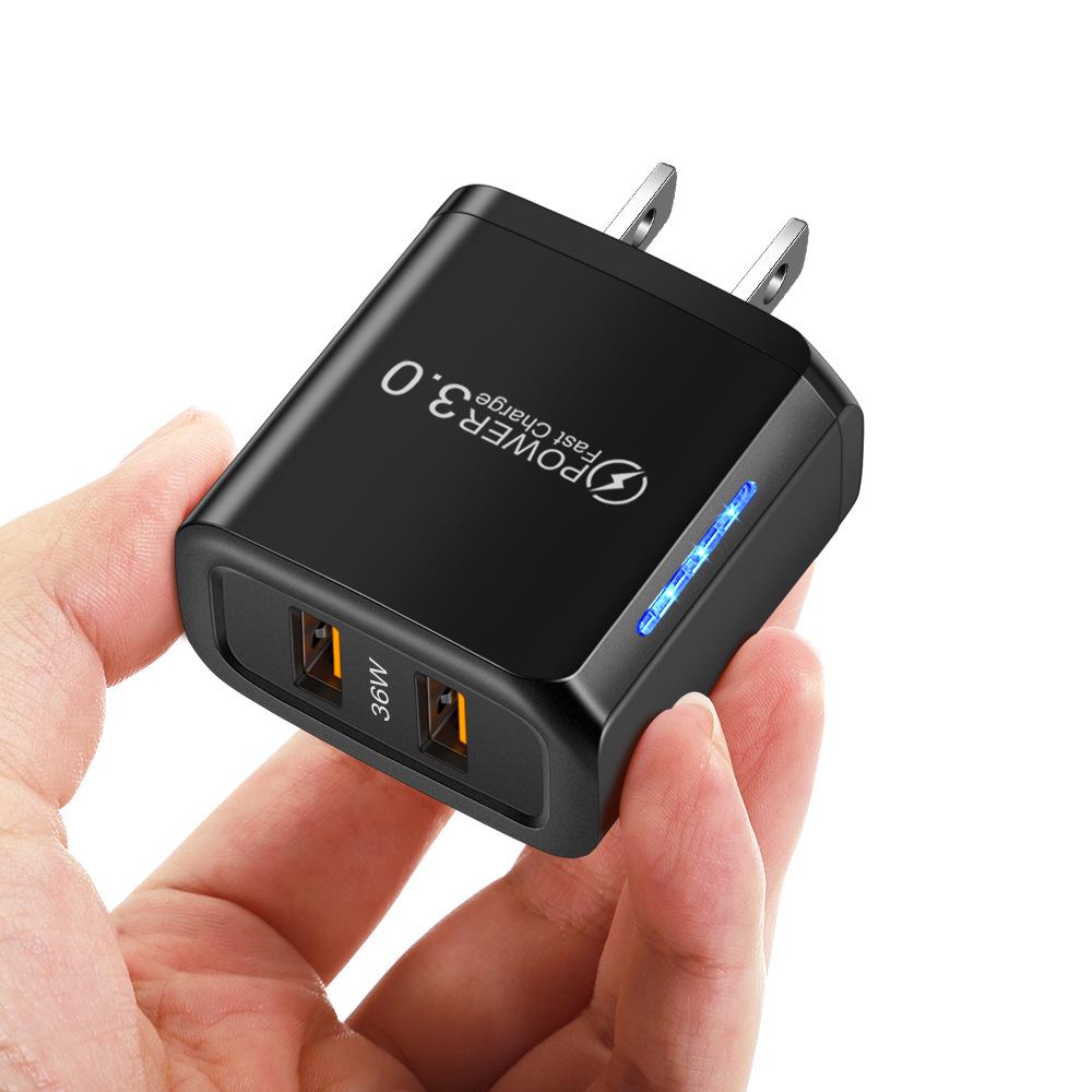 Mark 36W Dual USB Charger with LED, Dual Port for Fast Charging, Travel Charger
