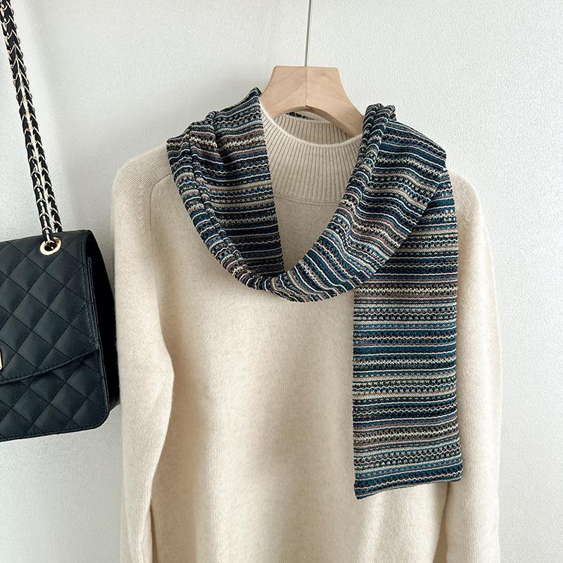 Striped Knitted Scarf for Autumn and Winter New Scarf for Couples