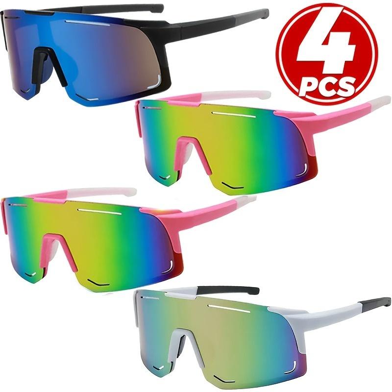 4PCS European and American Colorful Anti-ultraviolet Men's and Women's Large-frame Windproof Glasses Ski Glasses