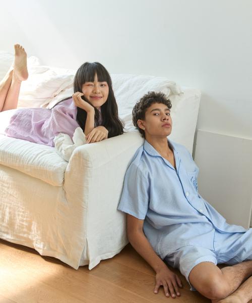 [DAP] Oxford Blue Rayon Pajama Set [Shipped from Korea] 100% Authentic