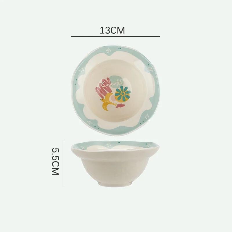 Irregular Ocean Ceramic Plate Home Breakfast Oat Yogurt Bowls Afternoon Tea Fruits Salad Plates Delicious Dishes Rice Bowl