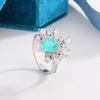 Luxury Sky Blue Drop Diamond Premium Ring Sweet Stylish S925 Silver Plated Party Wedding Engagement Jewelry for Ladies