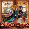 Halloweenský Suncatcher Čarodějnice 3 Čarodějnice Létající na Koštěti Vitrážový Suncatcher Akrylová Závěsná Dekorace na Okno pro Dveře Nástěnná Dekorace