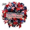4th Of July Wreath Patriotic for Front Door Handmade of Hanger Red Reusable Holiday White Blue American Wooden Hanging Plaque Wall Porch Memorial Day
