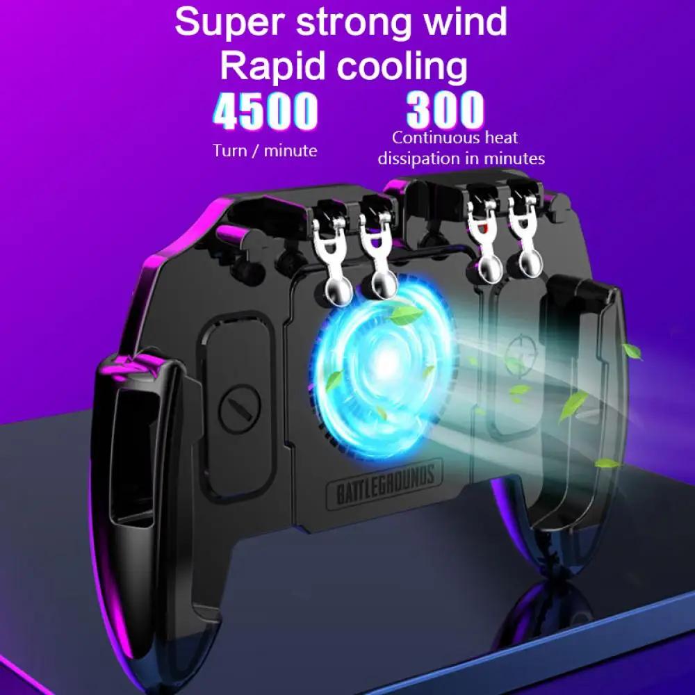 Six Finger M11 PUBG Game Controller Gamepad Trigger Shooting Gaming Button Cooling Fan Gamepad Joystick For IOS Android Phone