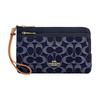 Coach Dubbele Ritssluiting Portemonnee ogo Klassieke Denim en Leer Portemonnee Normaal Dames Donkerblauw donkerblauw