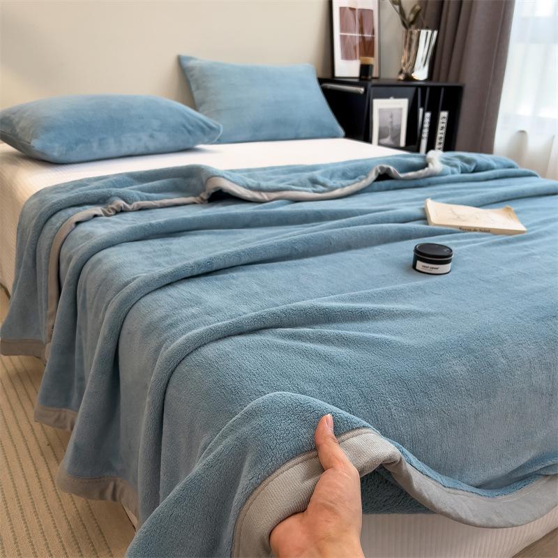 Single Piece Thickened Velvet Flannel Bed Sheet - Warm Autumn/Winter Coral Fleece Duvet Cover & Blanket
