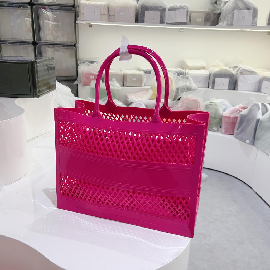 Cesto della Spesa Estivo Borsa Portatile in Gelatina Cesta di Grande Capacità Cesta portaoggetti Borsa da Spiaggia Grande Vuota