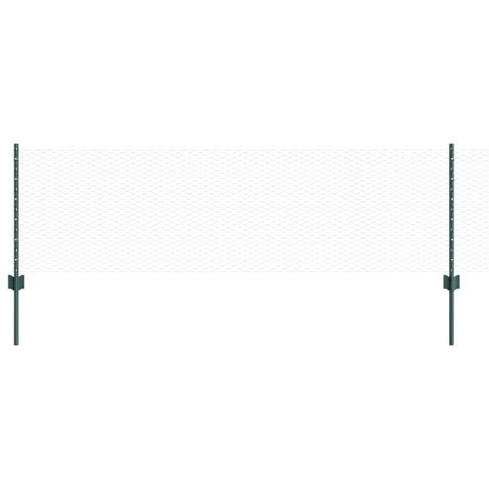 Poteaux de Clôture vidaXL 11 pcs U-Channel Vert 100 cm Acier 3336673