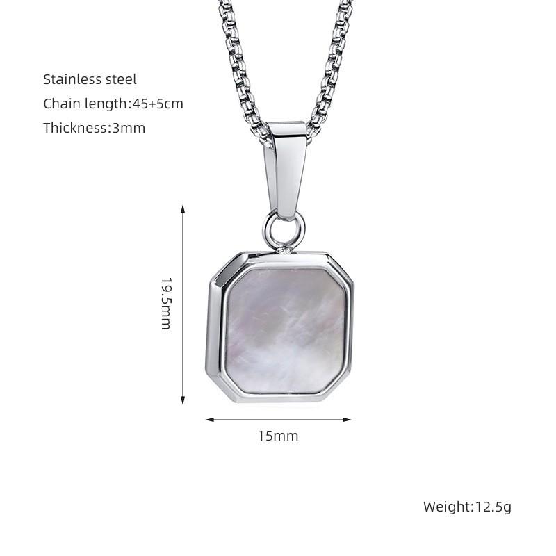 Titanium Steel Geometric Pendant Necklace Men Women Hypoallergenic Fashion Jewelry With Turquoise Accent