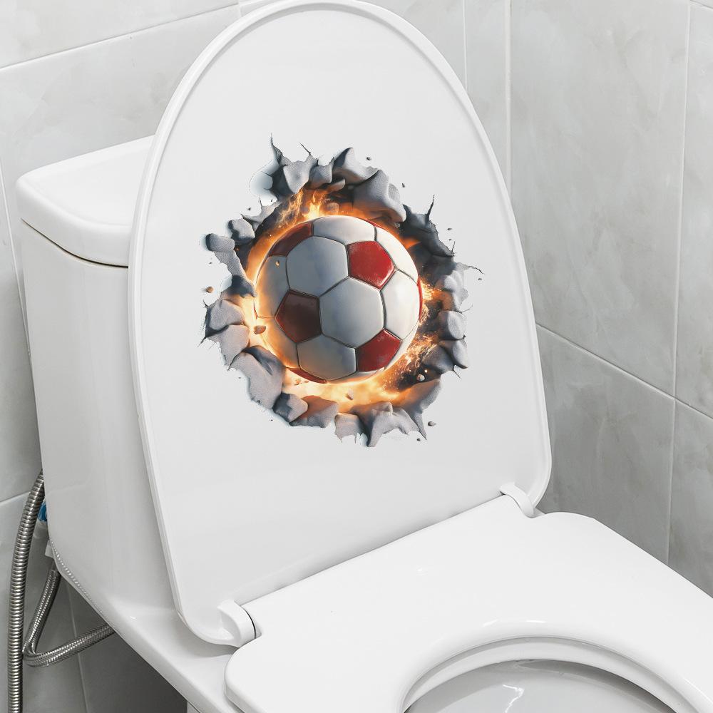 Soccer Ball Breaking Through Wall Sticker for Boys Bedroom Hallway Living Room Creative Removable Decal