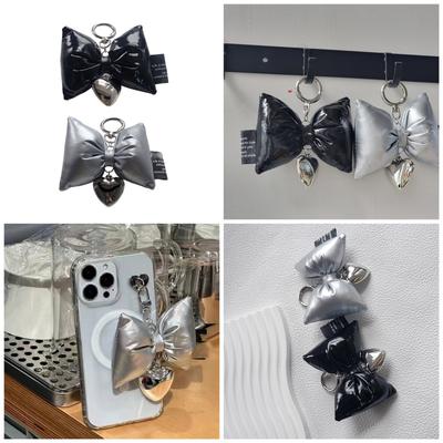 Bow Shape Phone Lanyard Bowknot Heart Pendant Wrist Strap Detachable Phone Charm Keyring Portable Accessory for Women