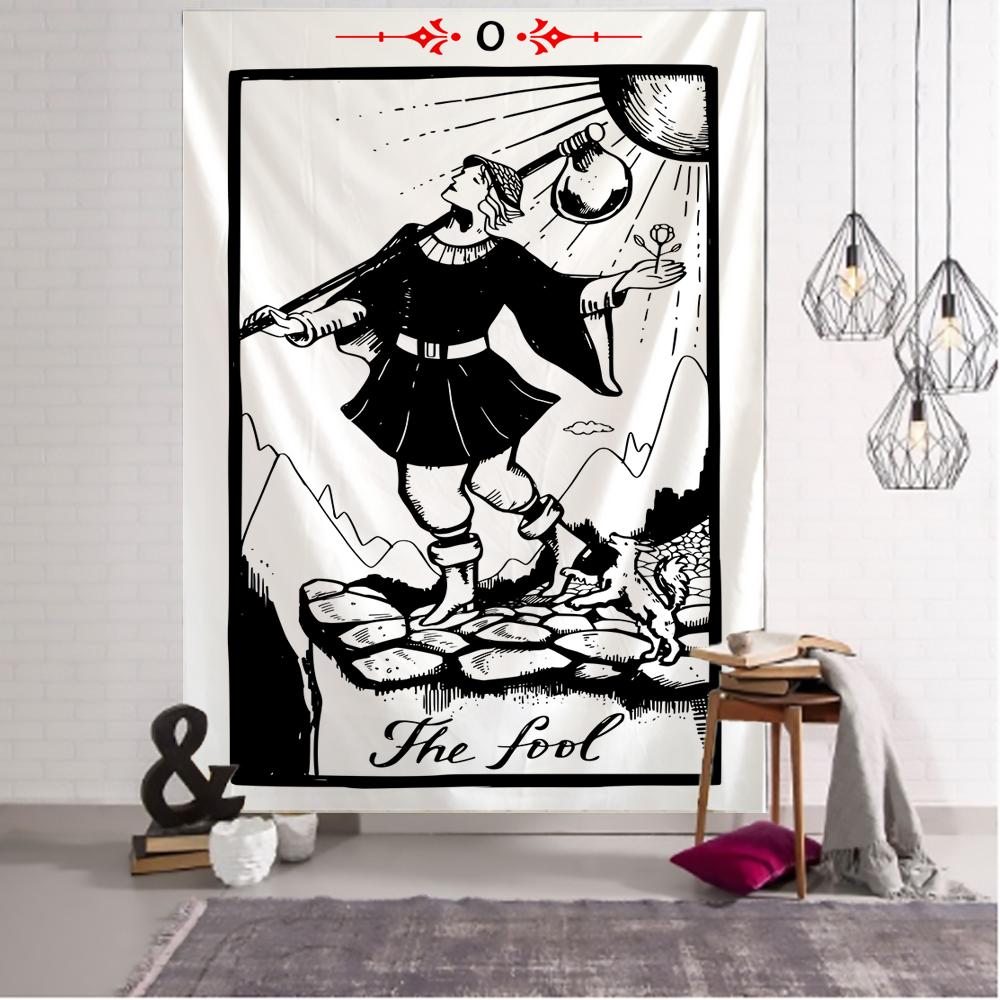 Tarot Tapestry Wall Hanging Witchcraft Hippie Beach Throw Rug Carpet Sun Moon Tapestries Bohemian Home Art Psychedelic Decor