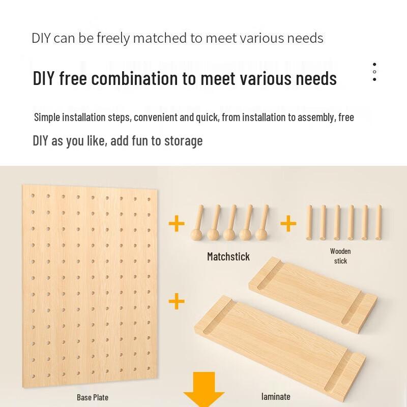 Solid Wood Nordic Wall Pegboard Shelf