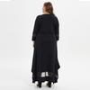 Lockeres übergroßes muslimisches Kleid in Übergröße für Damen, Sommer, O-Ausschnitt, lässiges Maxi-Langkleid, schwarze Damen-Tunika, unregelmäßige Kleider