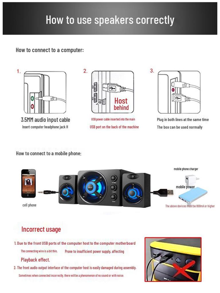 SADA Saida D-208 Multimedia Computer and Mobile Speakers with Subwoofer