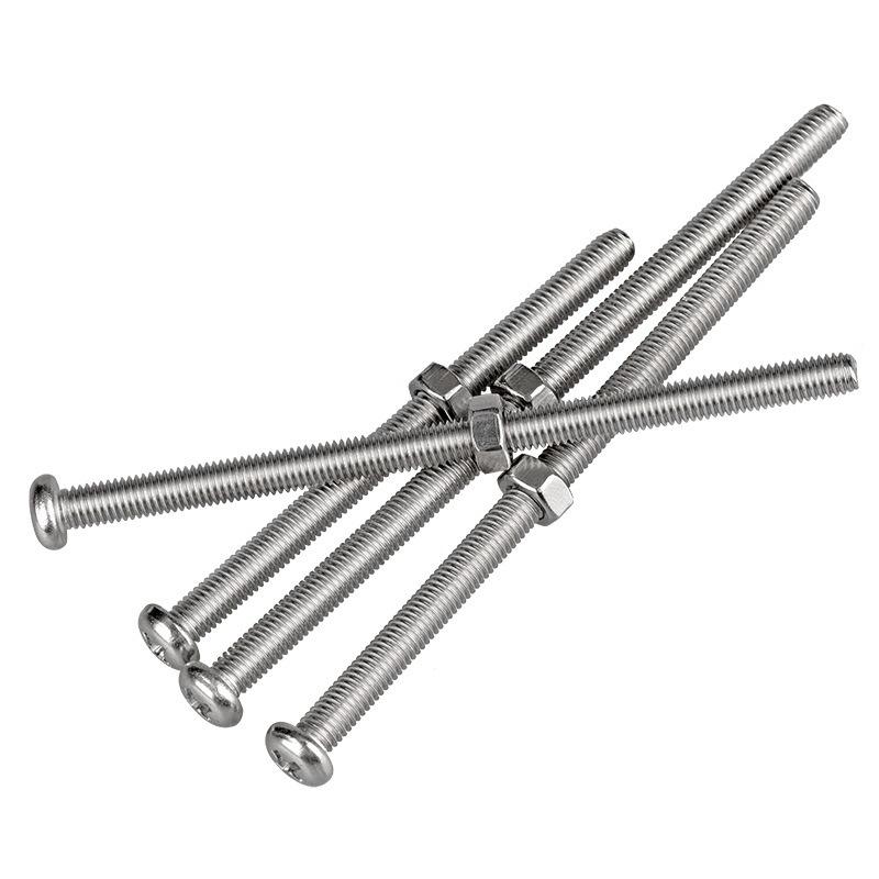 

4/5pcs 304 Stainless Steel Cross Round Head Bolt Lengthening Screw Rod Nut Set Woodworker Hardware Fastener M3M4M5M6 M4x100mm--5pcs