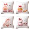 1pc Pink Halloween Cushion Cover Cute Ghost Candy Print Cozy Washable Pillowcase for Halloween Themed Party for Sofa Decoration