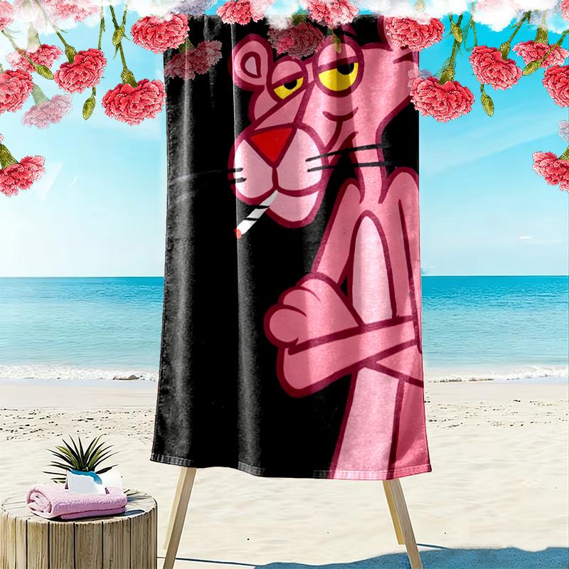 Pink leopard print 2D Flat Print Beach Towel, Large Soft Quick Dry Towel for Beach Camping SwimmingZSTJ0915173