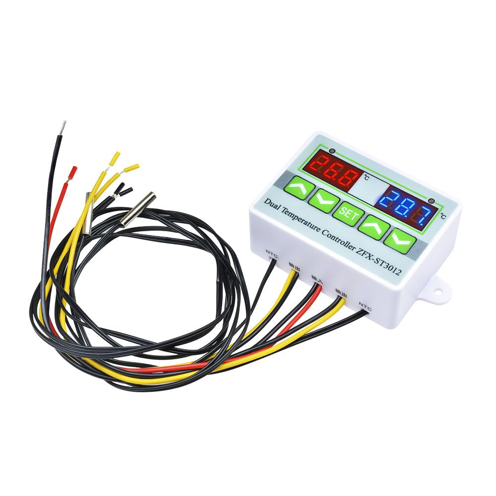 ST3012 Digital LED Dual Thermometer Temperature Controller AC 12V 24V 110V 220V Microcomputer Regulator Sensor Control Meter