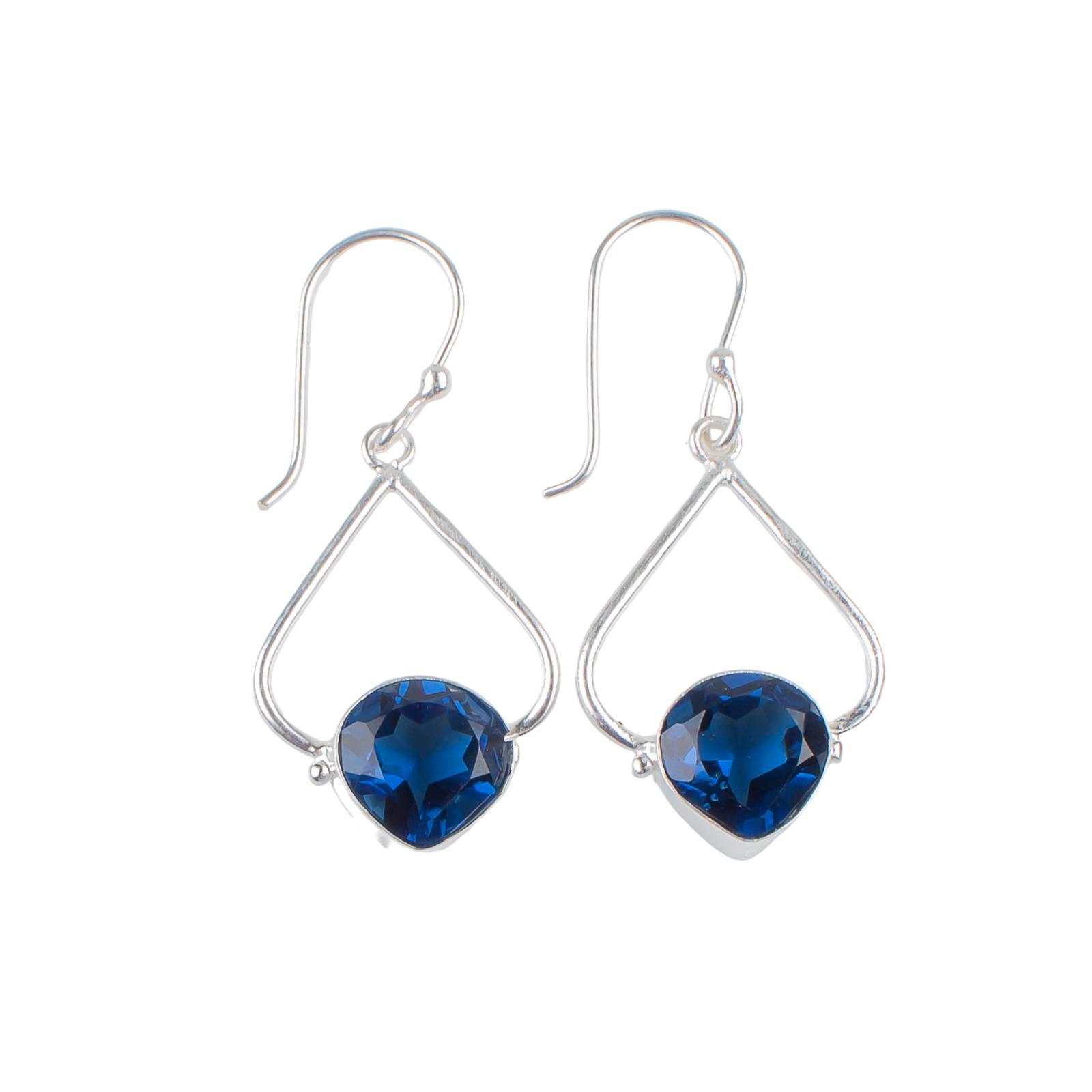 

London BlueTopaz Gemstone 925 Sterling Silver Handmade Jewelry Earrings For Gift EE-33-7