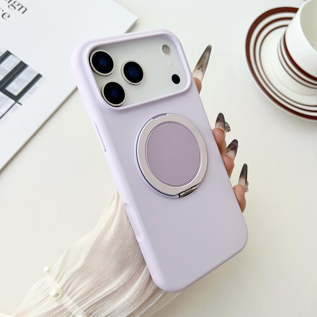 Custodia in Silicone Liquido Lussuosa con Supporto ad Anello Rotante a 360° per iPhone 17 Air 16 E 15 14 Plus 13 12 Pro Max Copertura con Supporto