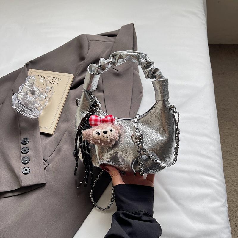 Folded Handbag Women's 2025 Summer New High-value Dumpling Bag Fashionable Foreign Style Chain Commuter Messenger Bag