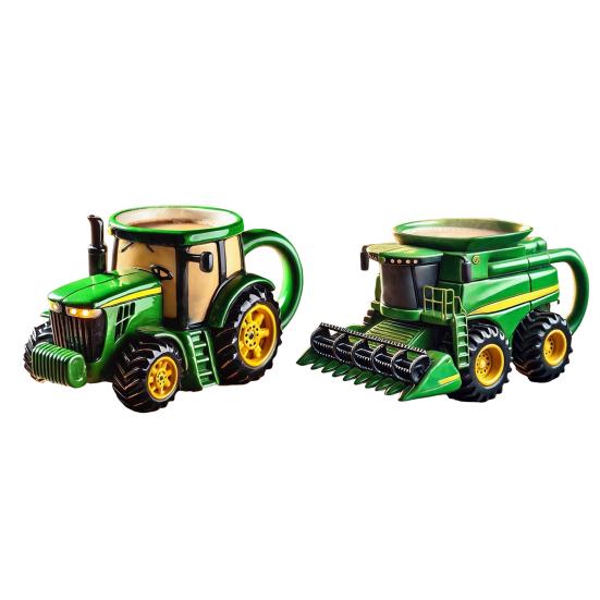 El Yapımı Traktör Kahve Kupası 11 Ons Yarı Römork Şeklinde Bardak Vintage Çiftlik Ekipmanları Kupaları Çiftlik ve Kamyon Severler İçin Yaratıcı Hediye