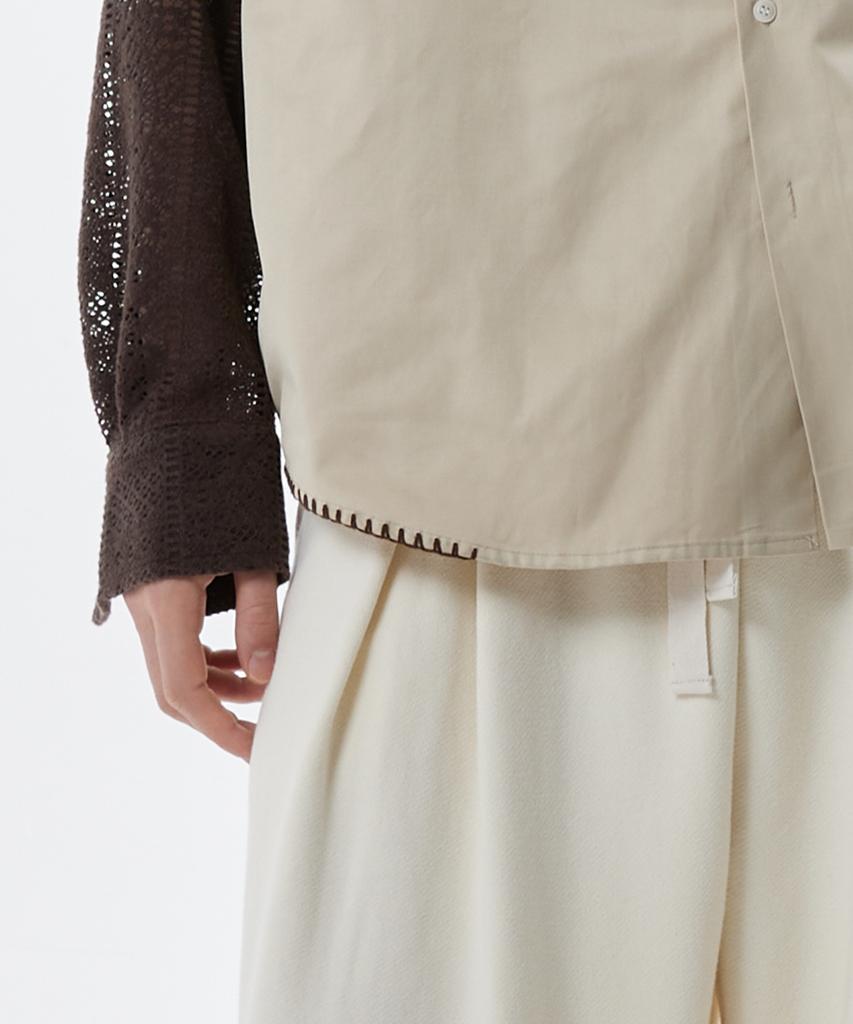 Aleseueseussi Knit Sleeve Layered Shirt - Beige