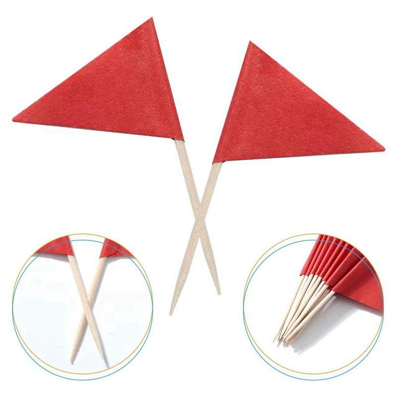 ABJI-200 Stück Solide Rote Zahnstocherflaggen Kleine Mini Einfarbige Rote Stäbchen Cupcake-Topper Flaggen DIY-Dekoration
