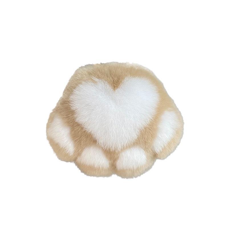 Creative Cat Paw Plush Pendant - Soft Rex Rabbit Fur Keychain for Backpack or Car.