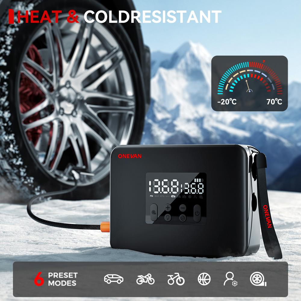 ONEVAN 2IN1 Cordless Car Air Pump High Power Dual Inflatable 160PSI DC12V With Digital Pressure Air Car Compressor Car Tire