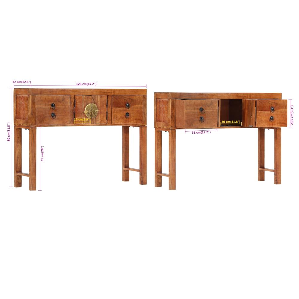 Tables Console Table 120X32x80 Cm Solid Rough Wood Acacia