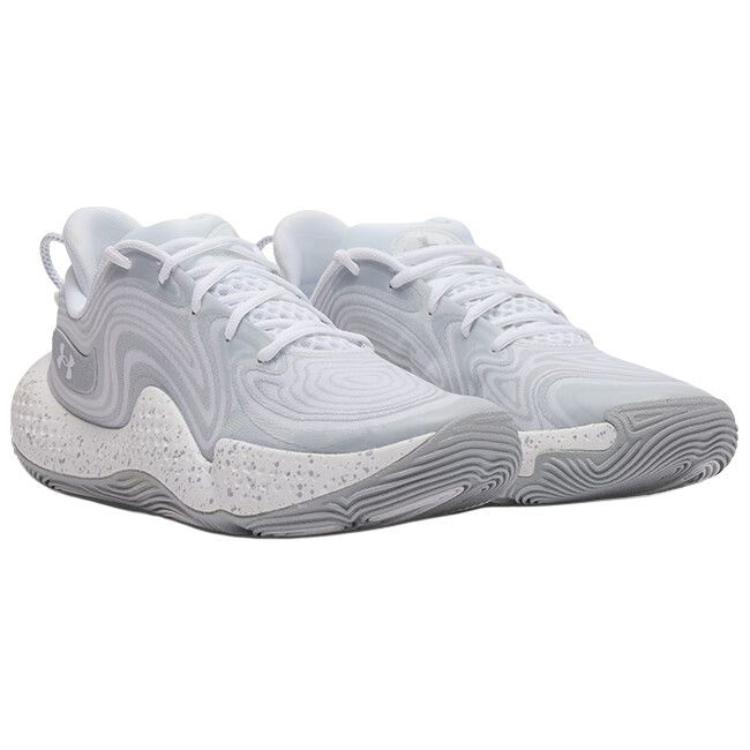 Under Armour Spawn 6 Minimalist Comfortable Non-Slip Durable Low-Top Basketball Shoes Unisex sneaker White 3027263-104