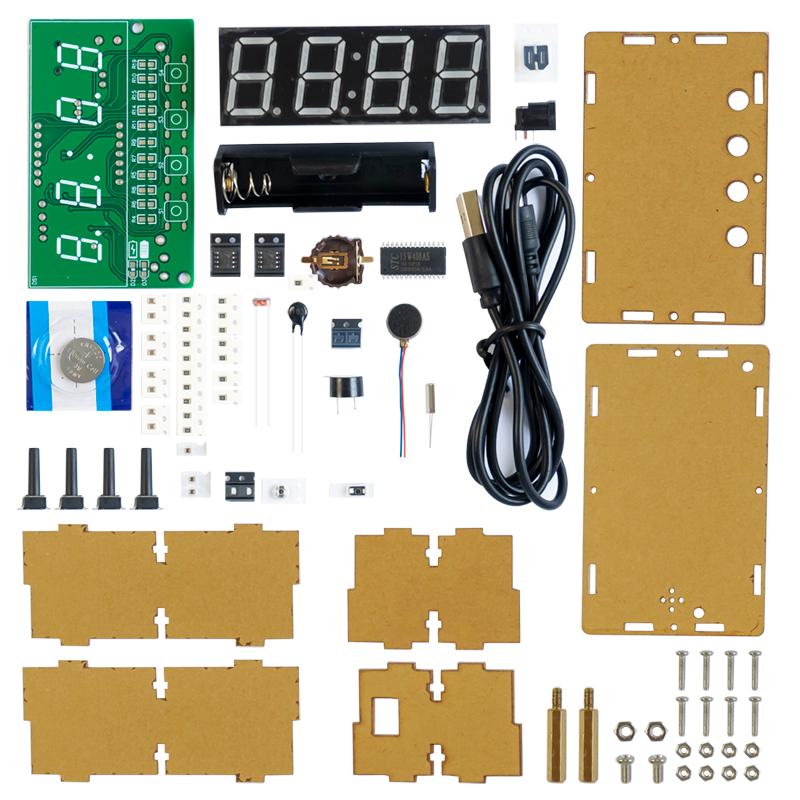 Soldering Practice Equipment, DIY Digital Alarm Clock with Mini Weather Station DC 5V.