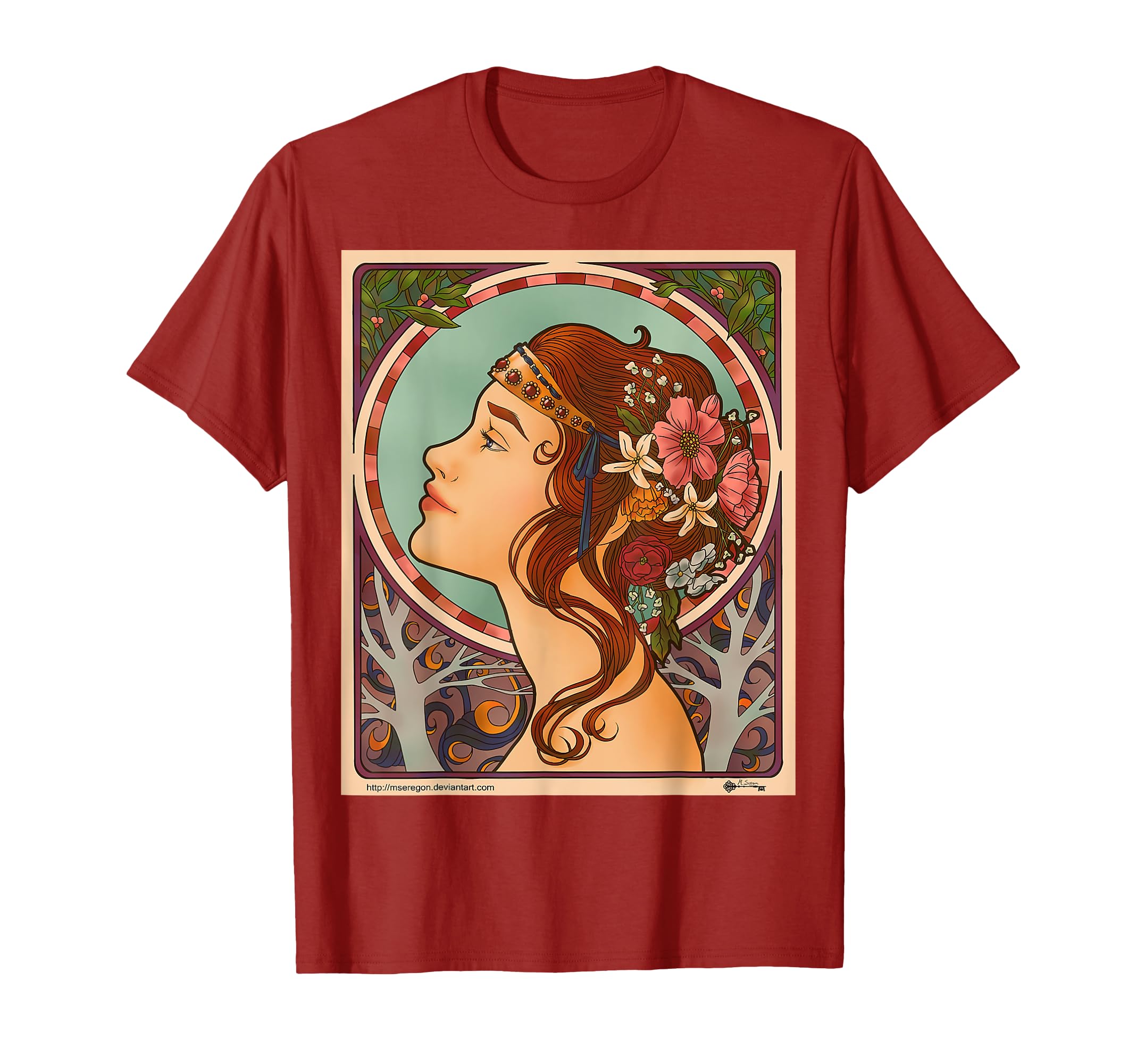 Classic Art Nouveau portrait by Alphonse Mucha. T-Shirt