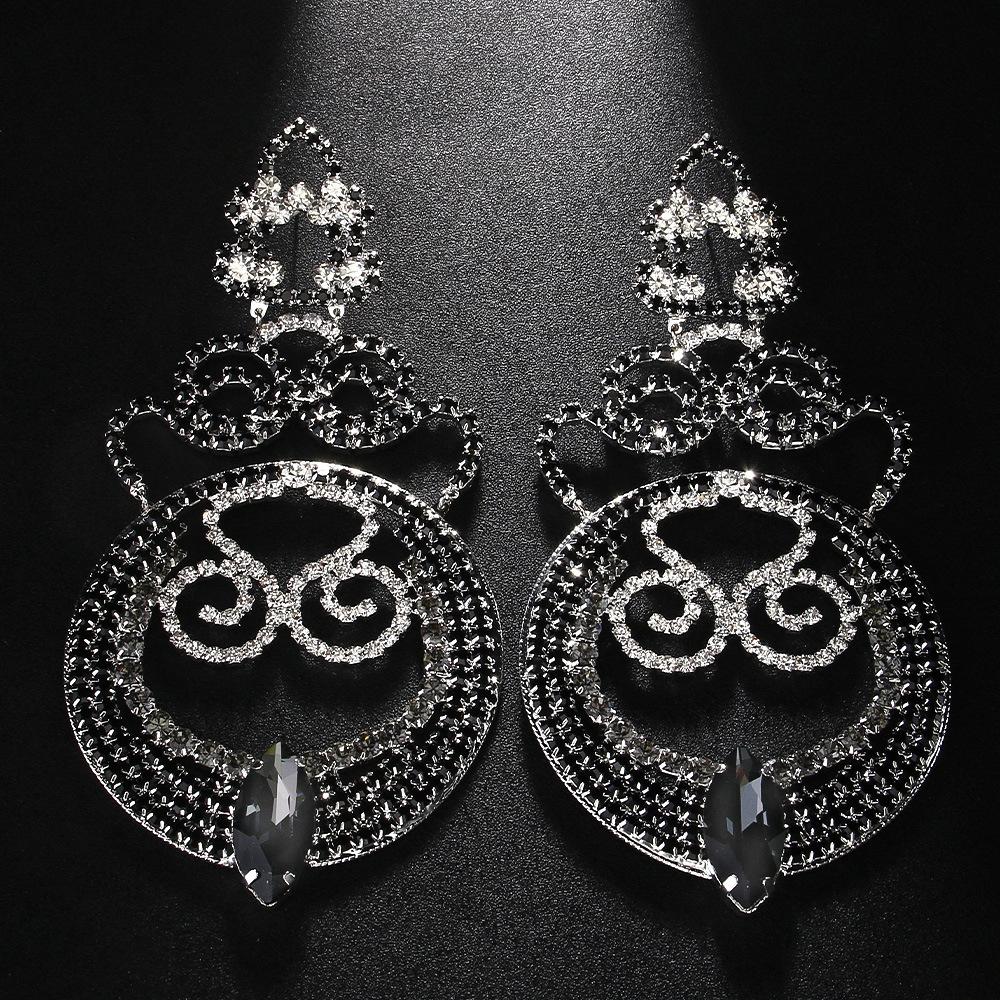 Full Diamond Long Earrings, Personality Trend Exaggerated Earrings, Hip Hop Style Women'S Earrings Earrings
