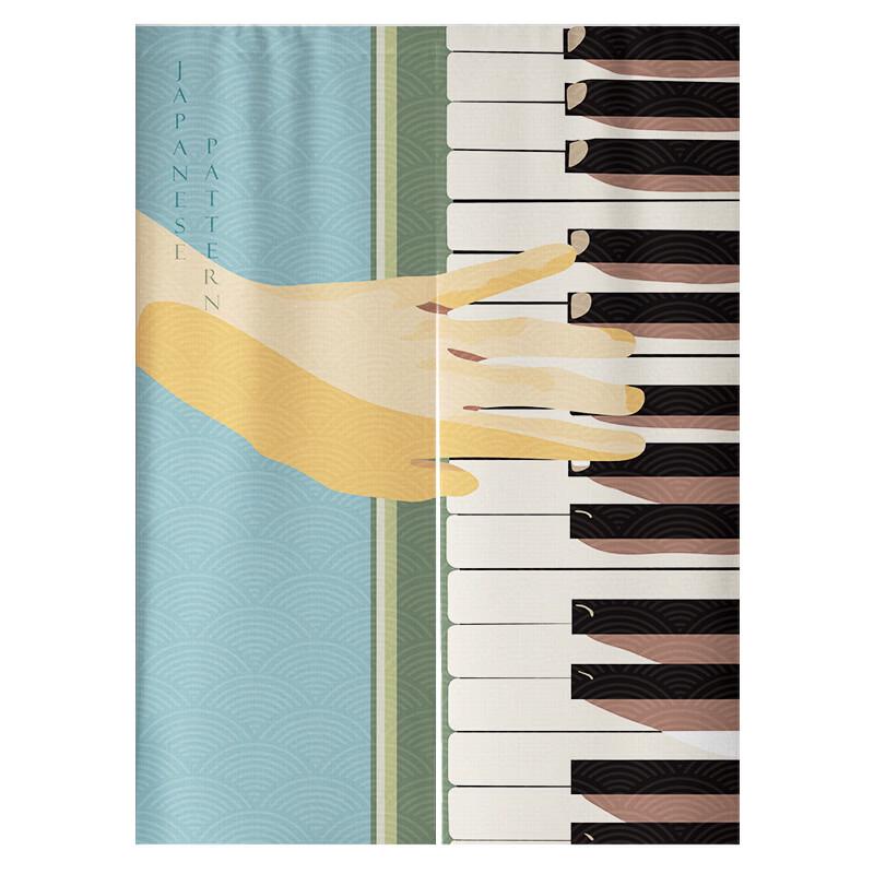 LISM Cotton Linen Style Split Panel Punch-Free Door Curtain