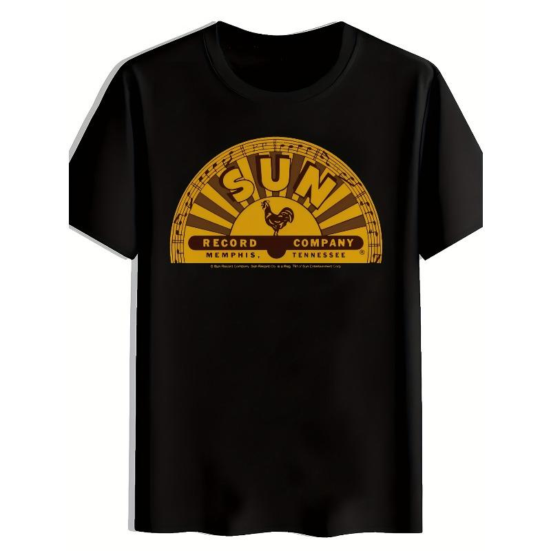 

European sizes Rooster Silhouette with Radiant Line Print T-Shirt, Summer, Versatile, Athletic 4XL чорний