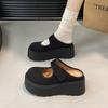 Campus style bag head drag women's outer wear 2025 spring new retro versatile small man height increase thick bottom half slippers