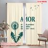 2pcs 2D Flat Printing Drapes Love Dandelion 100% Polyester Without Electricity Birthday Party Perfect for Parties and Everyday