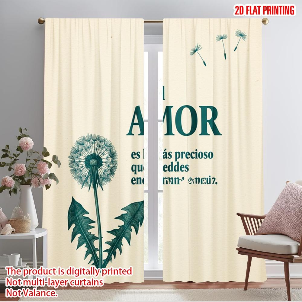 

2pcs 2D flat printing Drapes Love Dandelion 100% Polyester Without Electricity Birthday Party Perfect for Parties and Everyday 52.50×116.00 CM 2pcs