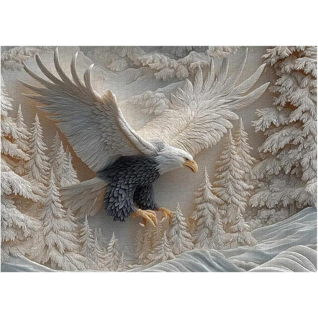 The Carved Eagle Jigsaw Puzzle 1000 Piece Puzzle Majestic Bald Eagle Puzzle Game for Adults Family Activity Home Decoration
