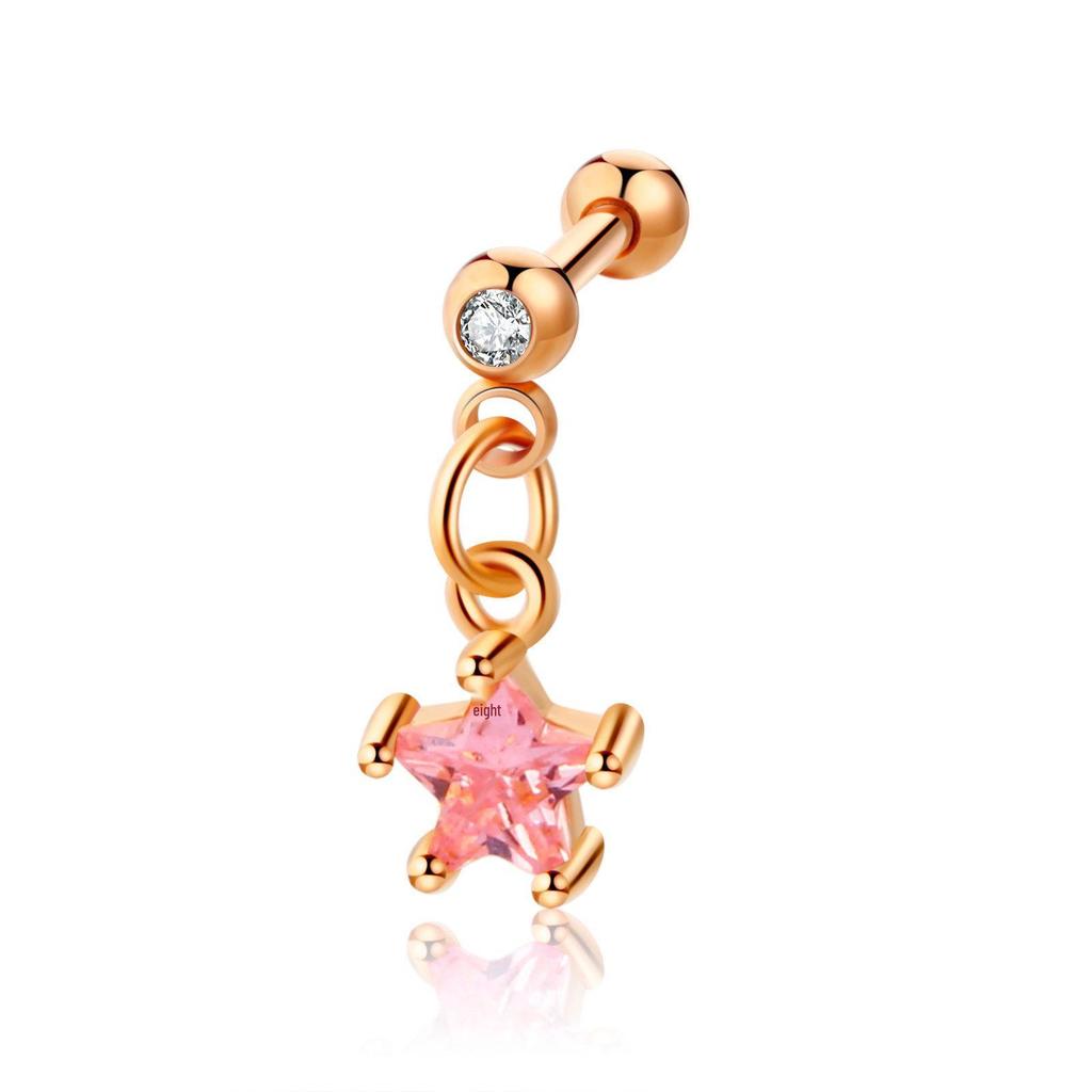 Zircon Stainless Steel Cartilage Stud Earrings - European & American Style